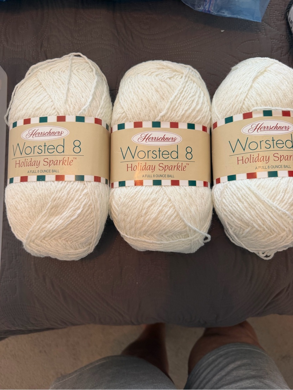 Herrschnerrs holiday Worsted 8 Holiday Sparkle Yarn - Cream